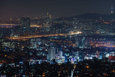 View of cityscape at night