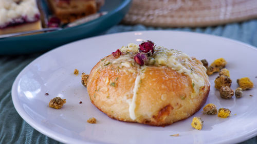 Close-up of food in plate on table