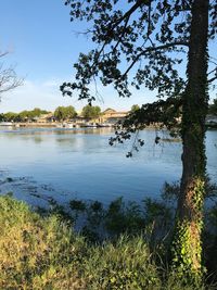 Scenic view of lake against sky