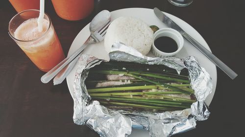 Close-up of food on table