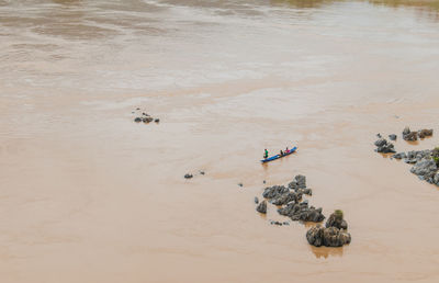 High angle view of people on beach