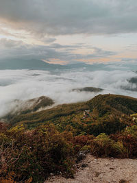 Scenic view of landscape against sky during sunset