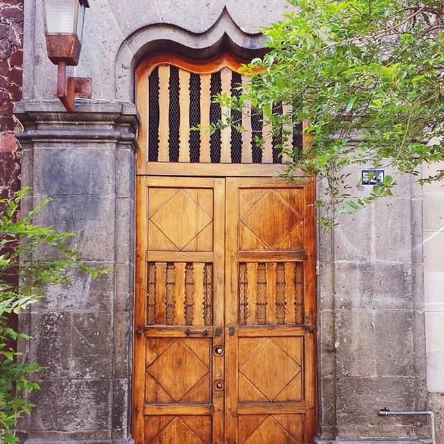 building exterior, door, architecture, built structure, closed, entrance, house, wood - material, safety, protection, window, gate, security, day, outdoors, residential structure, old, tree, no people, plant