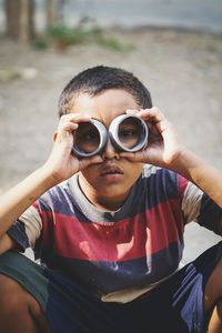 Portrait of boy wearing sunglasses