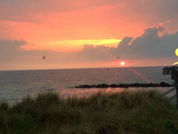 Scenic view of sea at sunset