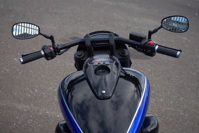 High angle view of motor bike on street