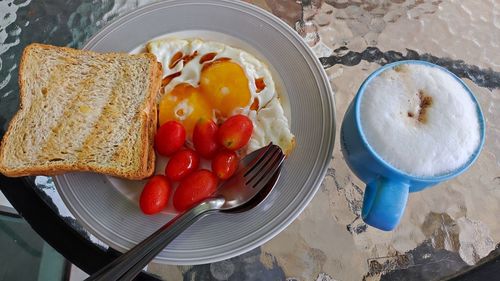 Close-up of food in plate on table