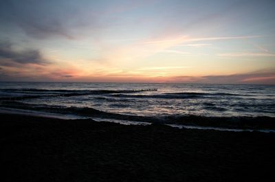 Scenic view of sea at sunset