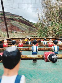 Rear view of people at outdoor cafe