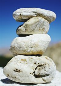 Stack of rocks against sky