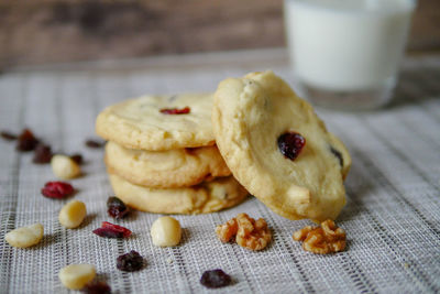 Close-up of cookies on table