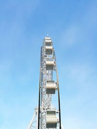 Low angle view of crane against blue sky