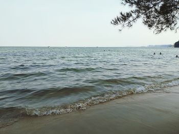 Scenic view of sea against clear sky