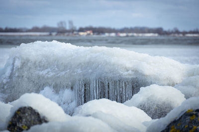 Snow covered land and sea