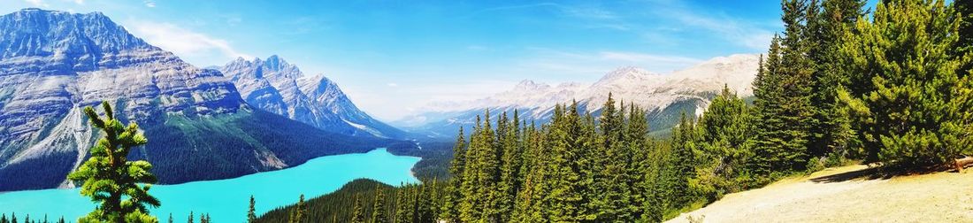 Panoramic view of snowcapped mountains against sky
