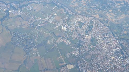 High angle view of buildings in city