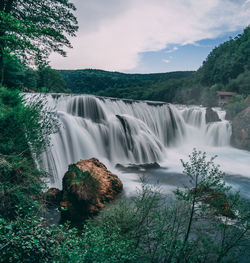 Scenic view of waterfall in forest