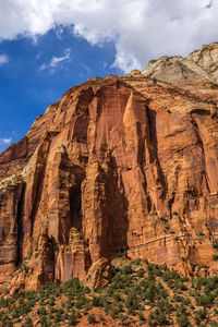 Low angle view of rock formations