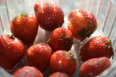 Close-up of strawberries on table