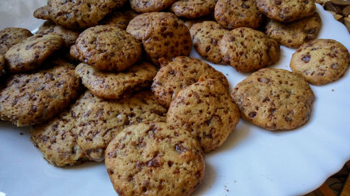 Close-up of cookies in plate