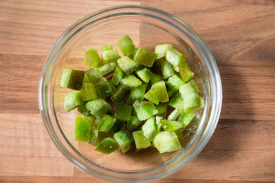 Directly above shot of salad in bowl on table