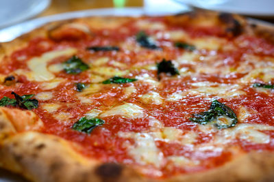 Close-up of pizza on table