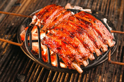 Meat on barbecue grill