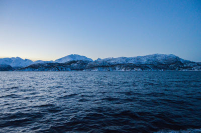 Scenic view of sea against clear sky