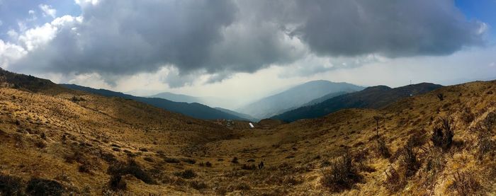 Panoramic view of mountains against sky