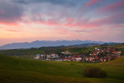 Village amongst fields and pastures in turiec region in slovakia.