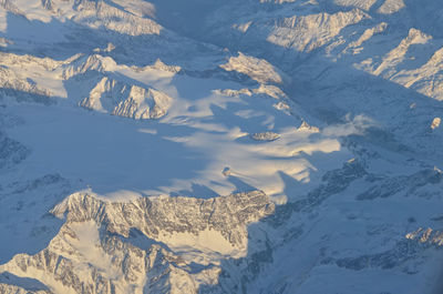 Aerial view of snowcapped mountains