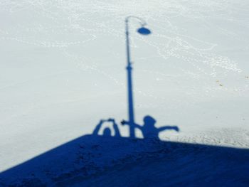 High angle view of snow on land