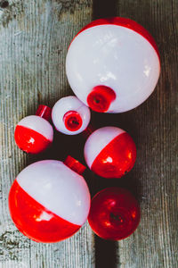 Close-up high angle view of red table