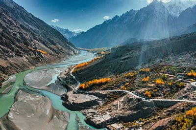 Scenic view of mountains against sky