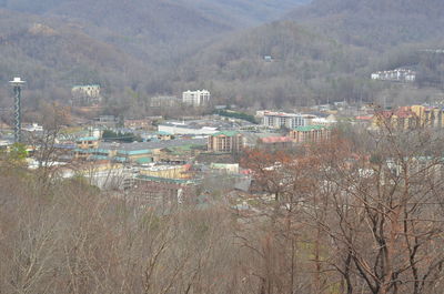 High angle view of cityscape against sky