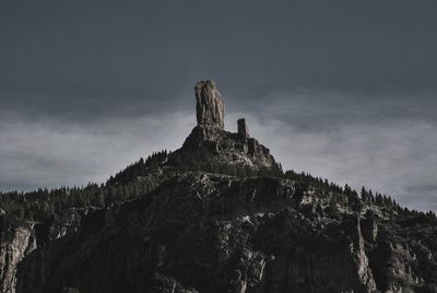 Low angle view of rock formations against sky