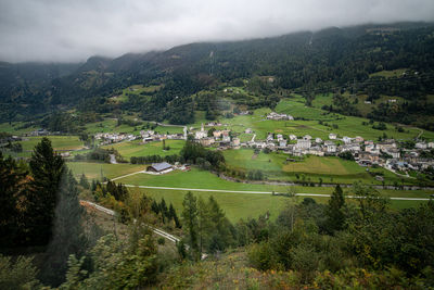 High angle view of townscape against sky