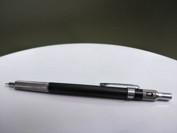 High angle view of pen on table