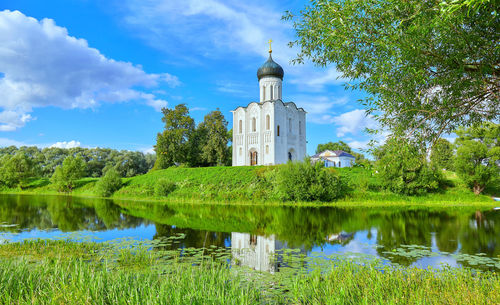 Reflection of building in lake