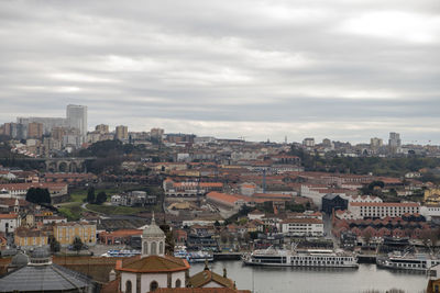 High angle view of townscape against sky