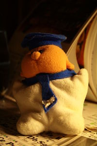 Close-up of stuffed toy on table at home