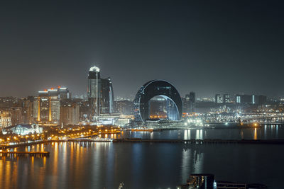 Illuminated baku city at night