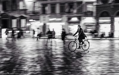 Woman walking on city street