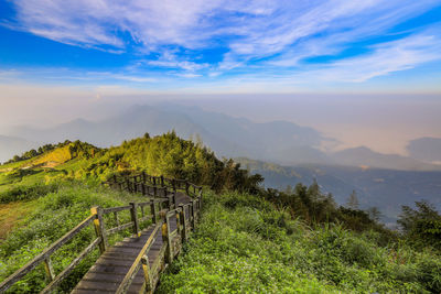 Beautiful and misty mountain scenery in chiayi, taiwan