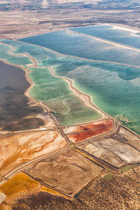 High angle view of water on land