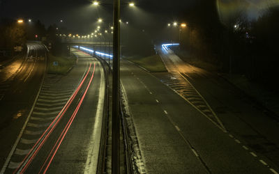 Light trails on highway at night