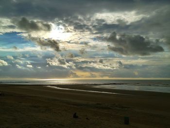 Scenic view of sea against cloudy sky