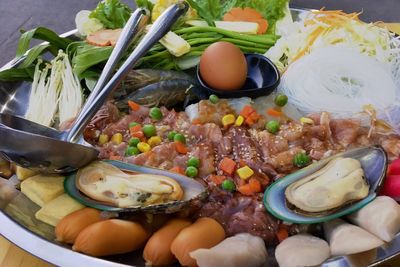 Close-up of food in plate on table