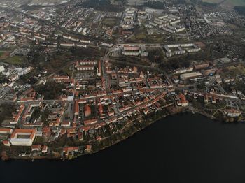 High angle view of buildings in city