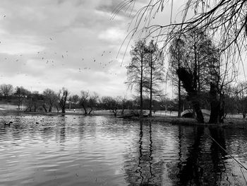 Scenic view of lake against sky